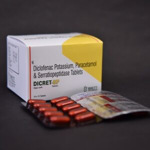 Tablet Dicret SP - Diclofenac Potassium, Paracetamol, Serratiopeptidase Tablet