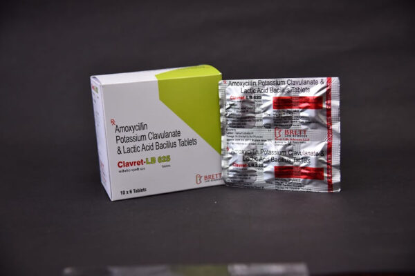 Tablet Clavret 625 LB - Amoxycillin 500mg+Potassium Clavulanate 125mg+ Lactic Acid Bacillus